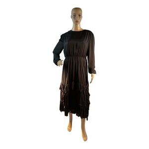 WEEKEND WOMENS BLACK Ruffle tiered layers Maxi Dress SIZE Large